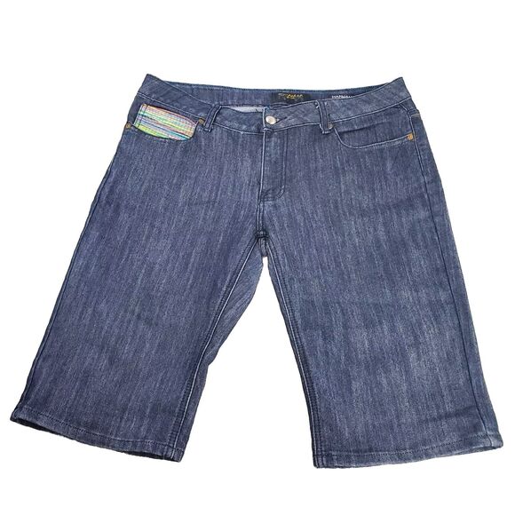 Rocawear Jean Shorts Hannah Skinnyleg Women's 13 Blue Denim & Multi-Color Pocket - Picture 1 of 12